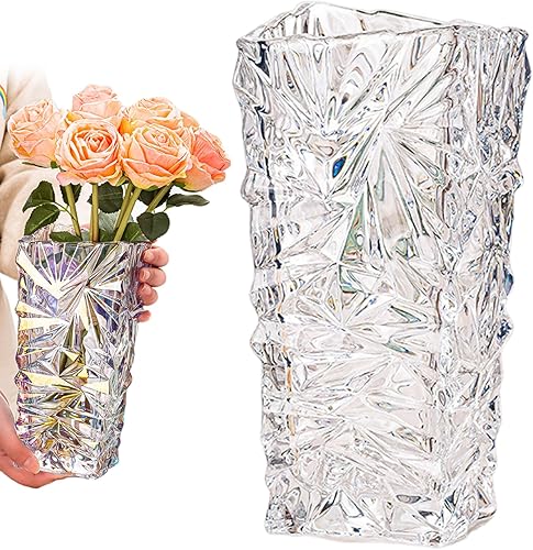 Vase en Cristal en Verre craquelé Transparent Vase de Verre créatif Fleur de Fleur décorative décorative pour Le Salon, Table à Manger, pièce maîtresse - Nail Gallerys