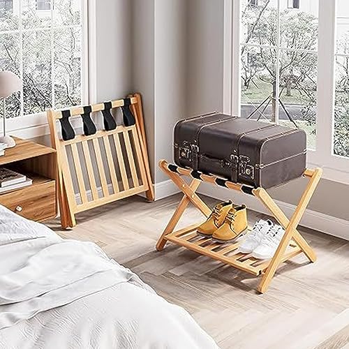 Support à Bagages Pliable, Porte-bagages Pliable , Double Couche, Sangle Dense élargie en Bambou pour la Maison - Nail Gallerys