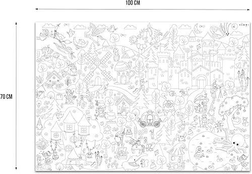 BAMMI Poster Géant à colorier pour enfant - Le Monde enchanté - Le monde des animaux - ABC Alphabet (Lot 3 coloriages) - Nail Gallerys