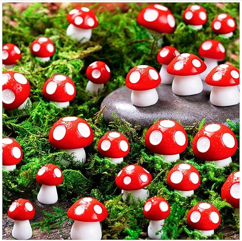 Weenwill Mini Statues Champignons,50 PCS Champignon Decoration Figurines Miniatures en Résine Décorations pour Maison de Poupée,Micro Paysage Aquarium,Artisanat - Nail Gallerys