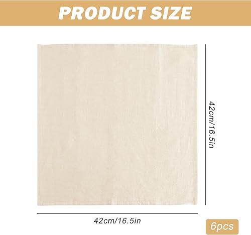 SPORWAY Lot de 6 serviettes en tissu - Beige - 42 x 42 cm - Réutilisables - Pour dîner de famille, fêtes, mariage, anniversaire et décoration de table - Nail Gallerys