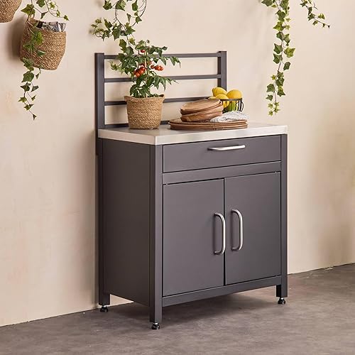 sweeek - Meuble de Cuisine extérieure en Acier avec 1 tiroir et 1 Porte et 1 Grille de Suspension L80 - Nail Gallerys