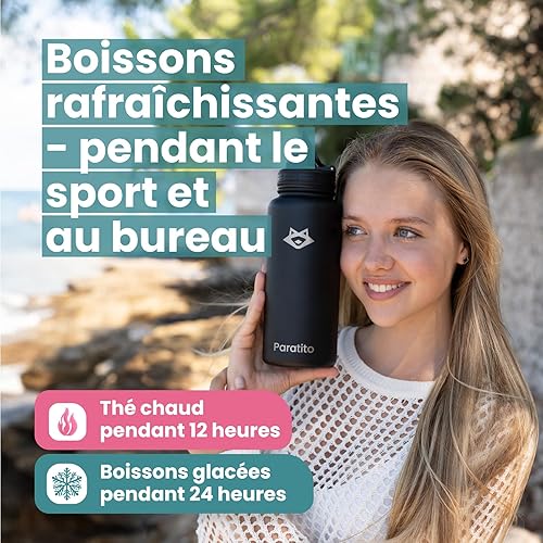 Paratito® Thermos Thé et Café Isotherme avec Infuseur à Thé et Fruits – Gourde Infuseur Thé 1L en Acier Inoxydable – Bouteille Thermos pour Bureau, Yoga, Voyage – Théière avec Infuseur - Nail Gallerys