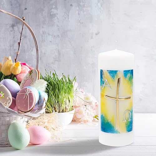 Bougie de Pâques par Fritz Cox® - Bougie chrétienne pour Pâques en signe de foi et de vie éternelle (150033-1) - Nail Gallerys