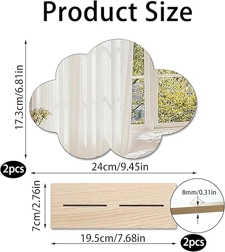 HERKINDNESS 2 Pièces Miroir Maquillage, Forme Irrégulière Petit Miroir, Acrylique sans Cadre Miroir Organique, Miroir de Table avec Base en Bois pour Chambre à Coucher, Hôtel - Nail Gallerys
