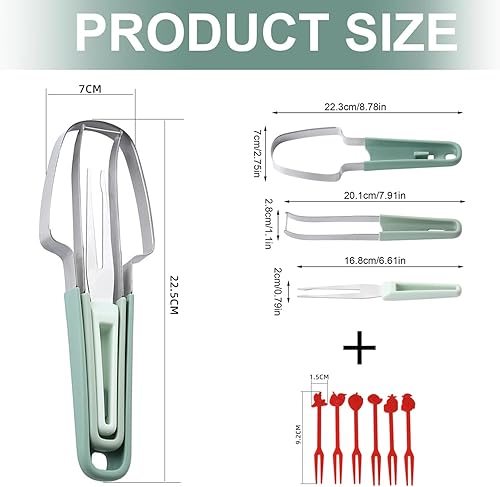 Coupe Pastèque 3 en 1, Trancheuse à Pastèque avec 6 Fourchettes à Fruits, Découpe Rapide Melon, Pastèque, Pour Cuisine, Pique-nique, Camping (vert) - Nail Gallerys