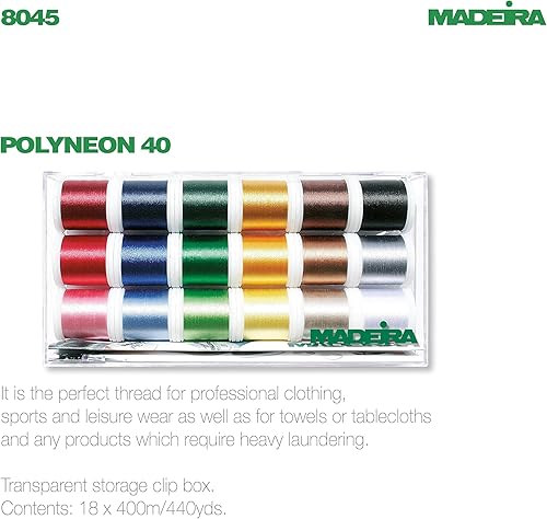 Madeira 8045 Boîte de couture avec 18 bobines de fil de couleurs différentes, 400 m - Nail Gallerys