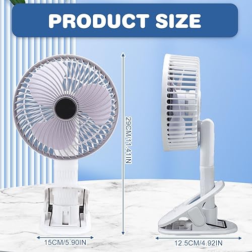 Mini ventilateur USB à clip, petit ventilateur de table 4 en 1, avec batterie, 3 vitesses, réglable, silencieux, pour bureau, chambre à coucher, camping, poussette - Nail Gallerys