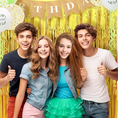 XIANGLONGY 3 Pièces Or Rideau Frange Anniversaire, 1m X 2m Brillant Rideaux Franges, Aluminium Rideau Metallique a Frange pour Décoration Fête Mariage d'anniversaire - Nail Gallerys