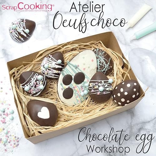 SCRAP COOKING - Coffret Atelier Œufs Choco - Kit Pâtisserie Pâques avec Moules Oeufs Chocolat, Stylos Alimentaires, Décorations Sucrées & Boite de Transport - Avec Recettes - 3797 - Nail Gallerys