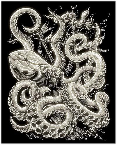Royal & Langnickel GLO13 Gravure d'art brillant dans le noir Taille A4 Pieuvre - Nail Gallerys