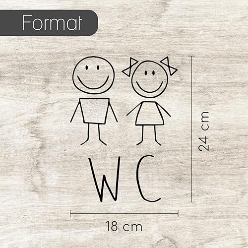 Autocollant porte WC I noir I 18 x 24 cm I motif fille et garçon I pour porte de salle de bain, autocollant toilettes I panneau adhésif pour restaurant boutique commerce I film autocollant I hin225 - Nail Gallerys