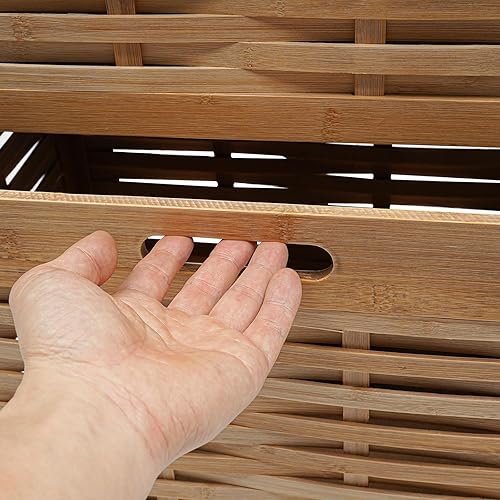 Panier de rangement, panier à linge, en bambou, double couche, respirant, peut être utilisé comme armoire de rangement, table de chevet et panier à linge sale - Nail Gallerys