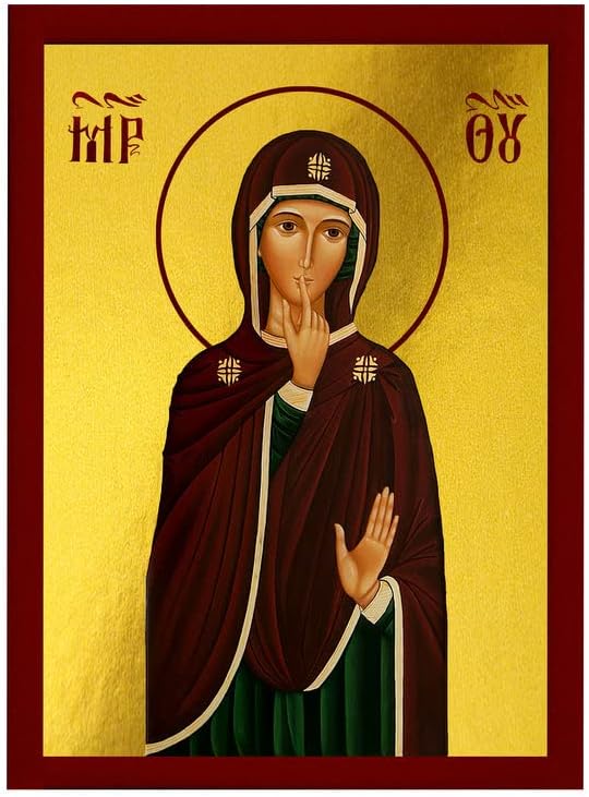 Generic Panagia of Silence Icône Vierge Marie Plaque murale en bois à suspendre 7 x 10 cm - Nail Gallerys