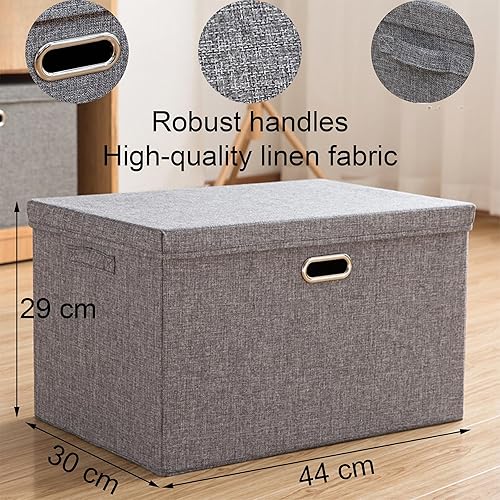 Wuudi Boîtes de Rangement Pliables avec Couvercle en Lin Lot de 2 Boîte en Tissu avec Poignées Empilable Caisses de Rangement Idéal pour Vêtements, Jouets, Livres, Étagères et Placards 44x30x29 cm - Nail Gallerys