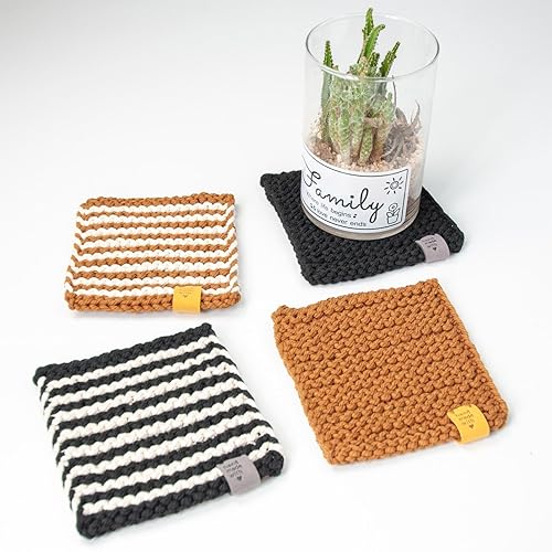 Kit de tricot pour débutants - ensemble de sous-verres tricotés, kit de démarrage au crochet | Ensemble de crochets, instructions étape par étape pour les sous-verres, fournitures de bricolage com - Nail Gallerys
