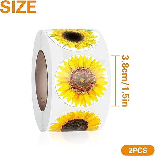 1000 Pièces Autocollant de Tournesol 38mm Self-Adhesive Sunflower Stickers Fleur de Tournesol Amovible Sticker pour Enfants Scrapbook Décor d'anniversaire - Nail Gallerys