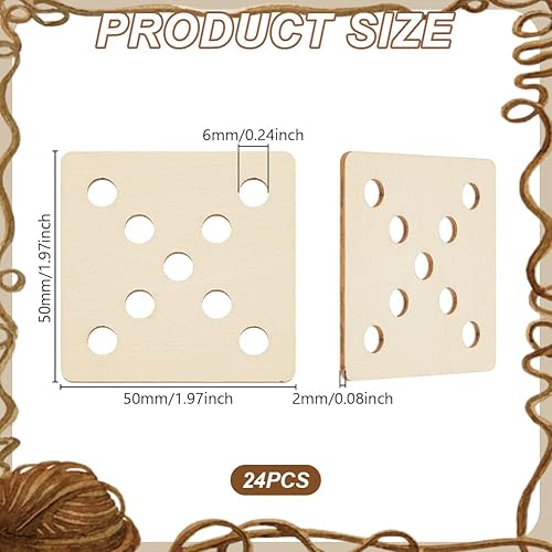 AHANDMAKER Lot de 24 cartes de tissage carrées de 5,9 cm, 9 trous en bois, cartes de tissage pour métier à tisser à tricoter ou accessoires de métier à tisser, mocassin - Nail Gallerys