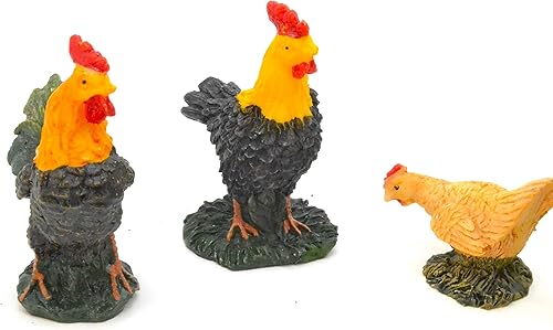 5 poules et coqs. Poulets figurines de Noël 6 cm. Set de Scène de Nativité, Figurines. Animaux, Naissance de Jésus. 3 rois. métiers Bethléem, Dieu. Accessoires pour modèles à l'échelle - Nail Gallerys