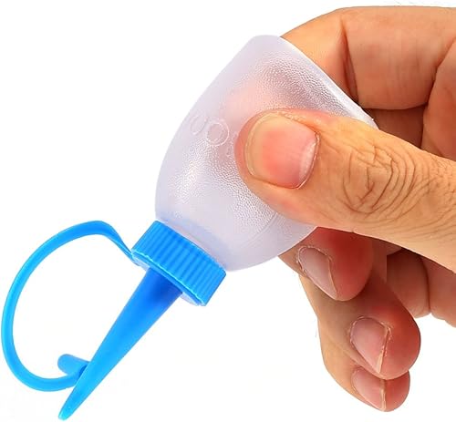 QANYEGN 6 pièces 30 ML Bouteille de Dosage, Petites Bouteilles en Plastique, Bouteille de Colle Vide à Pincer, pour Petits projets de Colle, Bleu Transparent - Nail Gallerys