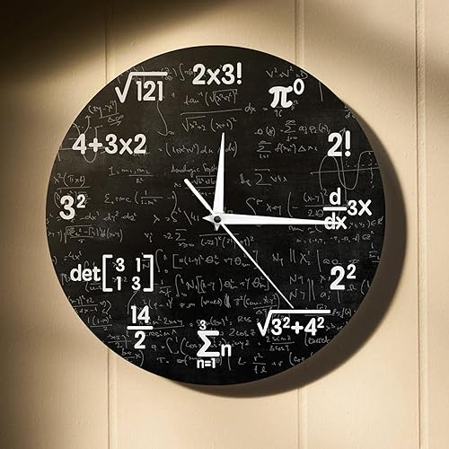 ＡＷＨＡＯ Elements Math Horloge Murale - Horloge Murale Silencieuse sans Tic pour La Maison, Le Salon, L'école, Le Bureau, La Salle de Classe, Math - Nail Gallerys