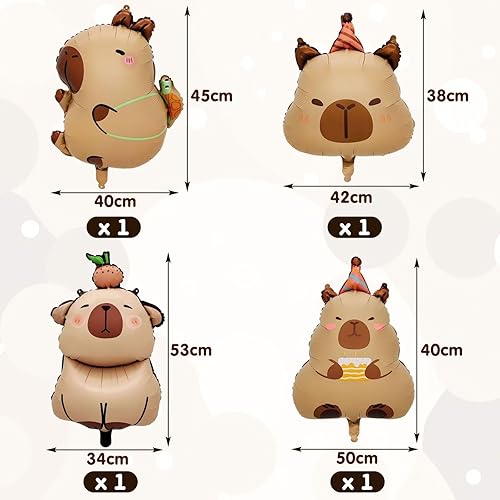 RELKLYU 6 Pièces Ballons Capybar Cartoon Et 2 Pièces Sticks Gonflables, Décoration De Fête d'anniversaire, Ballons Créatifs Mignons. - Nail Gallerys