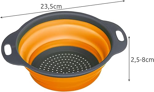 Passoire de cuisine pliable en silicone - Passe au lave-vaisselle - Passoire à pâtes pour fruits, légumes, gris-orange 23253 - Nail Gallerys