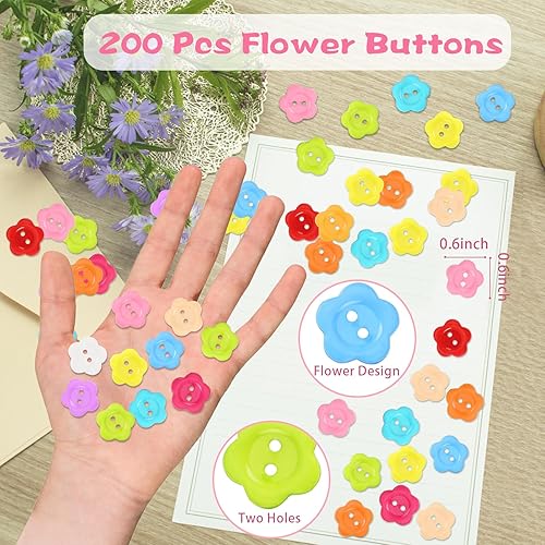 TAXTYHRE 200 Pièces Boutons Colorés, Fleur, Résine, 13.5 mm, Multicolore - Nail Gallerys