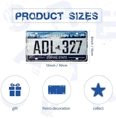 Plaque murale vintage en métal avec licence de New York Brooklyn pour bar, garage, chambre 30,5 x 15,2 cm - Nail Gallerys