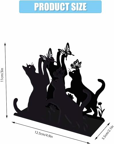 SUPERDANT Porte Serviette de Table Chat et Papillon pour Tables Chat Jouant avec un Papillon Porte Serviette Papier en Fer Noir Porte Serviettes à Thème Animalier Distributeur Serviette Papier Table - Nail Gallerys