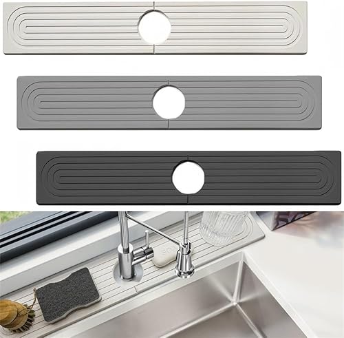 Besttoolifes Tapis de robinet pour évier de cuisine, plateau en pierre absorbant l'eau, protection contre les éclaboussures pour comptoir de cuisine et de salle de bain (blanc) - Nail Gallerys
