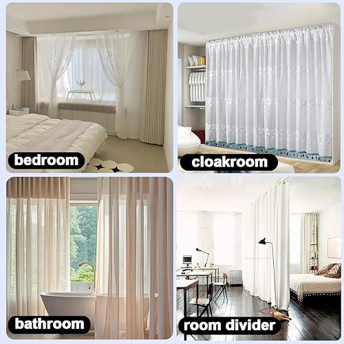 1-5m Rail de Rideau de Plafond avec Rouleaux Silencieux,Double Rail À Rideau Aluminium, Tringle À Rideaux Silence Montage au Plafond pour séparateur de pièce,Camping-Car(6.23ft/1.90m) - Nail Gallerys