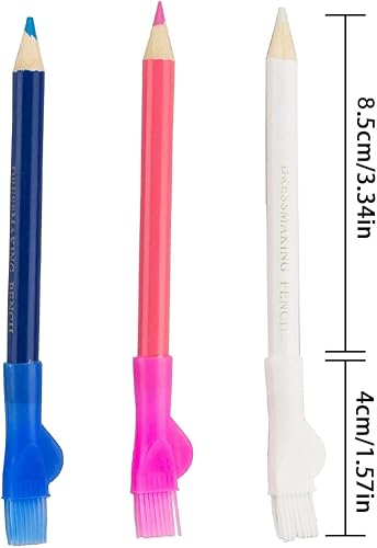 CUZYP Crayon de couture pour couture avec bouchon à pinceau, stylo pour marquage effaçable par tailleur dessiné, soluble dans l'eau, craie pour tissu,3 couleurs - Nail Gallerys