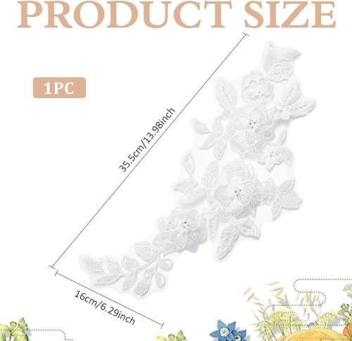 MAYJOYDIY Applique en Dentelle à Paillettes 3D Blanche pour Robe de Mariée Broderie Florale Perlée Applique en Dentelle Brodée en Relief pour Robe de Mariée Chapeau Robe de Mariée Décoration DIY - Nail Gallerys
