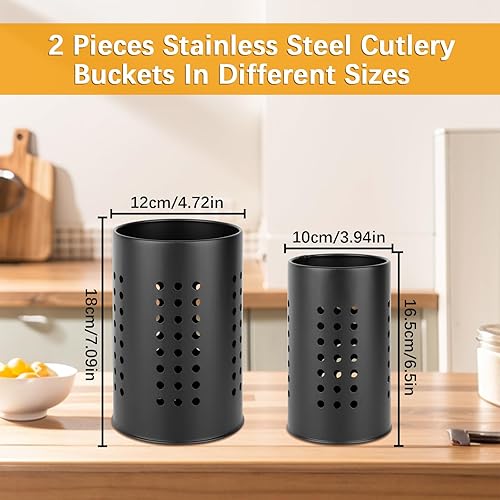 LOBVABA 2 Pièces Panier d’ustensiles de Cuisine en Acier Inoxydable,Anti-Rouille Égouttoir à Couverts，Pot à Ustensiles de Cuisine，Pot Ustensiles Cuisine pour Ranger les Couverts - Nail Gallerys
