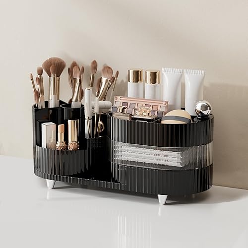 Cinnani Multifonctionnel Makeup Organisateur Maquillage, 360 Degrés Organisateur Maquillage Rotatif, Organisateur Makeup Maquillage pour coiffeusede Salle de Bainde Chambre- Blanc - Nail Gallerys