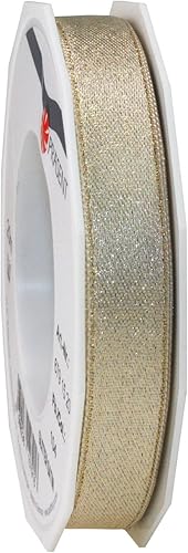 C.E. Pattberg Satin crème/d'or, Rouleau de 20 m de Ruban Satinée pour Emballage Cadeau, Largeur 15 mm, Accessoire de Décoration et Bricolage, Ruban Décoratif pour Présents, en Toute Occasion - Nail Gallerys