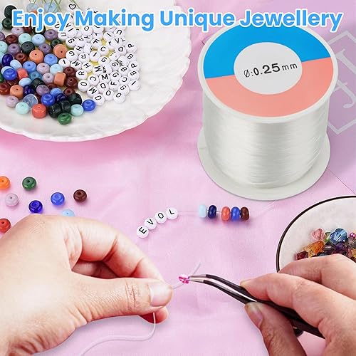 500m Fil Nylon Invisible Transparent 0.25 mm pour Bracelet, Fil Élastique Transparent, avec Aiguille à Perles, pour la Fabrication de Bijoux DIY, Collier, Bracelet, Artisanat - Nail Gallerys