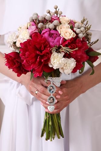 JKJF Lot de 2 ensembles de breloques pour bouquet mariage Kit fabrication broches Double dentelle Cadre ovale Breloque mariée Cabochon verre transparent avec pendentif cœur d'ange mariage - Style 1 - Nail Gallerys