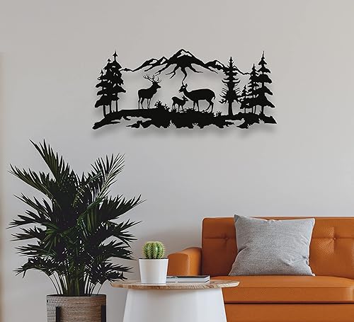 Dekadron Décoration murale en métal, motif famille de cerfs - Nail Gallerys