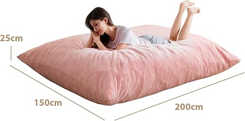 MAXYOYO Pouf poire géant – Grand canapé avec housse en peluche et rembourrage moelleux inclus pour adulte, couples, invités (rose, très grand lit) - Nail Gallerys