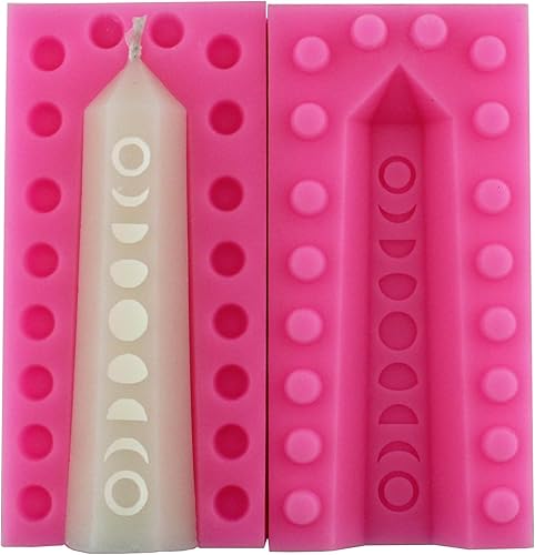 Langjitianya Moon Phases Pilier 3D Moule en silicone, moule à bougie, lunaire, arbre, triune, triple lune, païen, Wicca, cercle de vie, rituels, sorcellerie (1), rose - Nail Gallerys