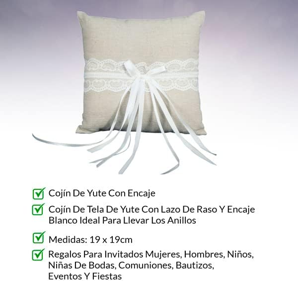 Disok Coussin en toile de jute pour alliances - Nail Gallerys