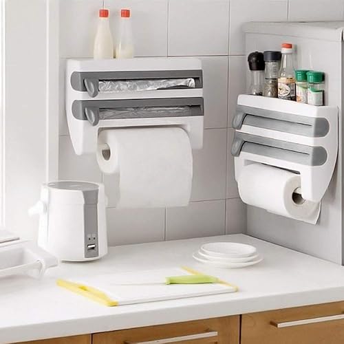 Dévidoir Essuie Tout Distributeur de Rouleaux Mural Rangement Essuie Tout Derouleur Film Alimentaire Dérouleur Mural Film Alimentaire Porte Rouleau à Papier Mural (Blanc) - Nail Gallerys