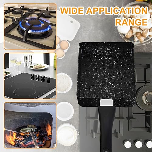 BUTORY Tamagoyaki Poêle à Omelette avec Spatule en Silicone, Poêle à Frire à œufs, Poêle Carrée Japonaise, pour Cuisinière et Induction, Poêle à Griller Revêtement Anti-adhésif - Nail Gallerys