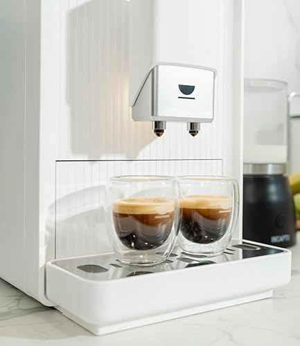 Incapto Machine à Café Grains Aura | 19 bars | 2 expressos simultanés | Cafetière à Grain Compacte et Design Élégant | Broyeur Réglable | Nettoyage Automatique | Plusieurs recettes (Blanc) - Nail Gallerys
