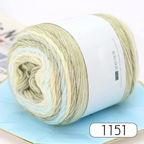 Couleur du fil à crochet 100 g/240 m - Pour crochet et tricot - Fil de coton dégradé de couleur - Laine pour crochet - Multicolore - Arc-en-ciel - Laine à tricoter pour crochet de chaussettes, bonnets - Nail Gallerys