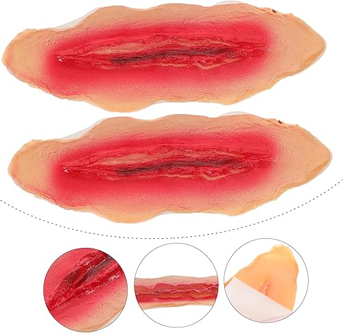 Amosfun 2 Pièces Corps Autocollants Logo Autocollants Halloween Décor Fausses Blessures Simulation Cosplay Latex Autocollants Autocollants Cicatrice Autocollants Fournitures 3D Le Visage - Nail Gallerys