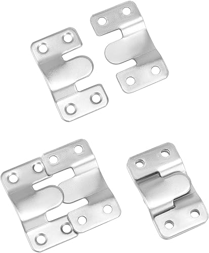 QWORK® 10 paires crochets imbriqués en acier inoxydable, crochets pour tableaux, crochets de suspension pour miroir, connecteurs de meubles - 44x19mm - Nail Gallerys