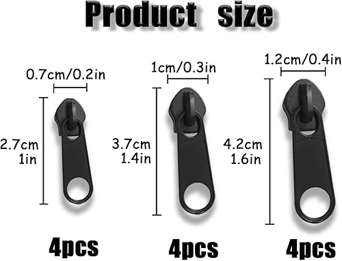 SHSMPXOY 12 Pcs Curseur Fermeture Eclair Alluring Reparation Fermeture Eclair #3/5/8 Têtes De Fermeture à Glissière Détachables Remplacement pour Vestes Bagages Tentes Chaussures Vêtements-A - Nail Gallerys